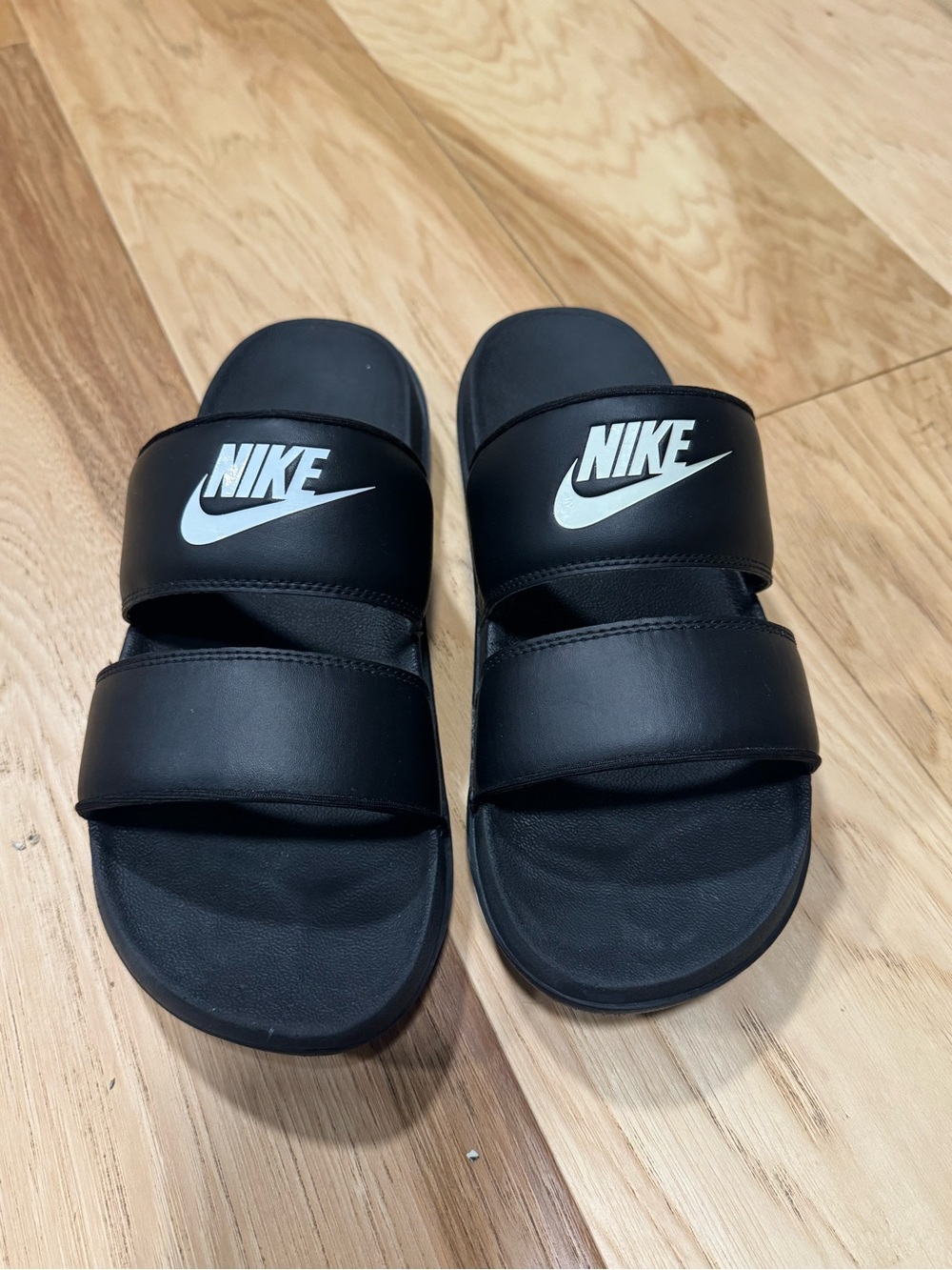 Nike Black White Dual-Strap Slide Sandals
